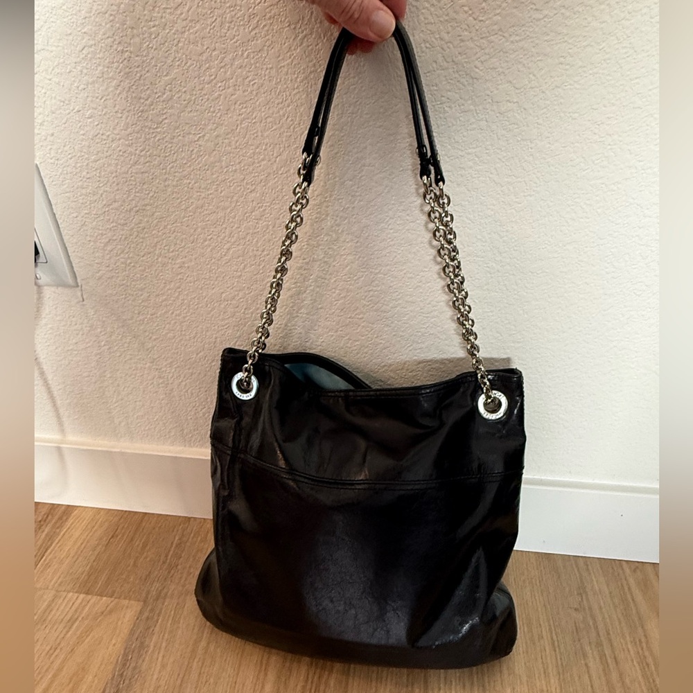 Coach Black Shoulder Bag with Silver Chain Straps